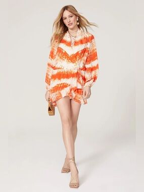 Revolve NWT SMALL rococo Ilios Dress in Orange designer luxury coastal colorful